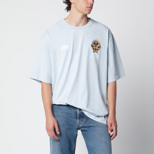 Off-White Light Blue T-Shirt With Logo Prints