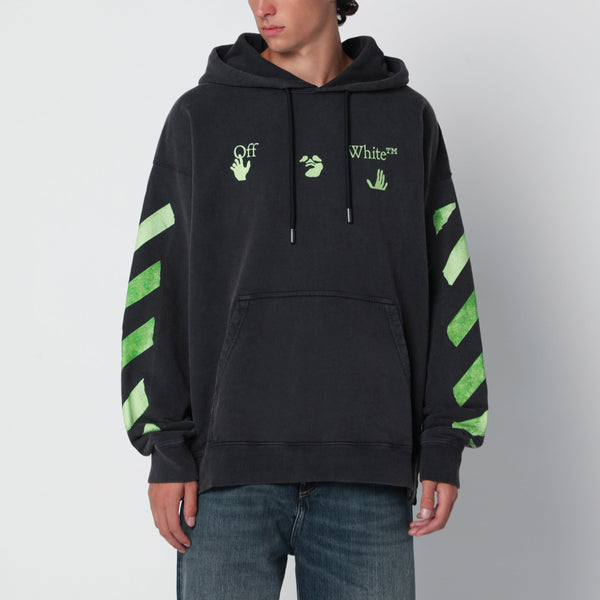 Washed Black Sweatshirt With Logo Prints