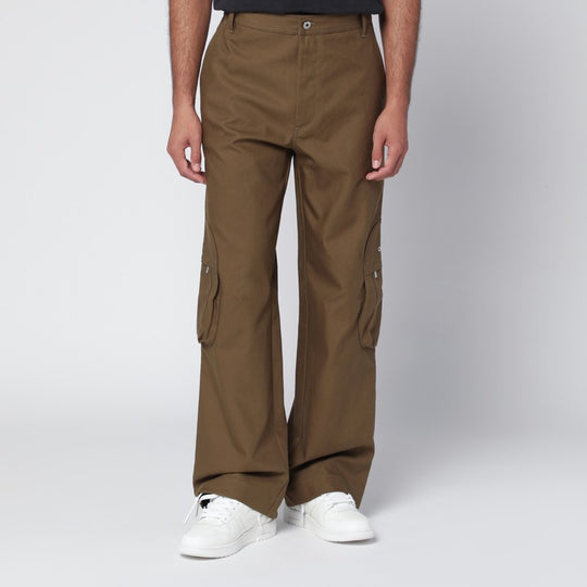Brown Cargo Trousers With Logo