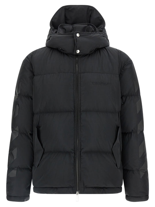 Diagonal Arrow Puffer Jackets Black