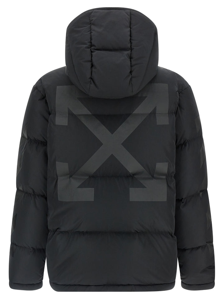Off-White Diagonal Arrow Puffer Jackets - Black | 370083e6b85a2eac573e929797e3b92bdd00601e