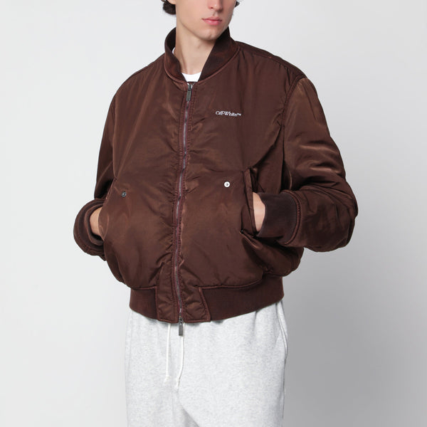 Brown Zip-Up Bomber Jacket In Technical Fabric