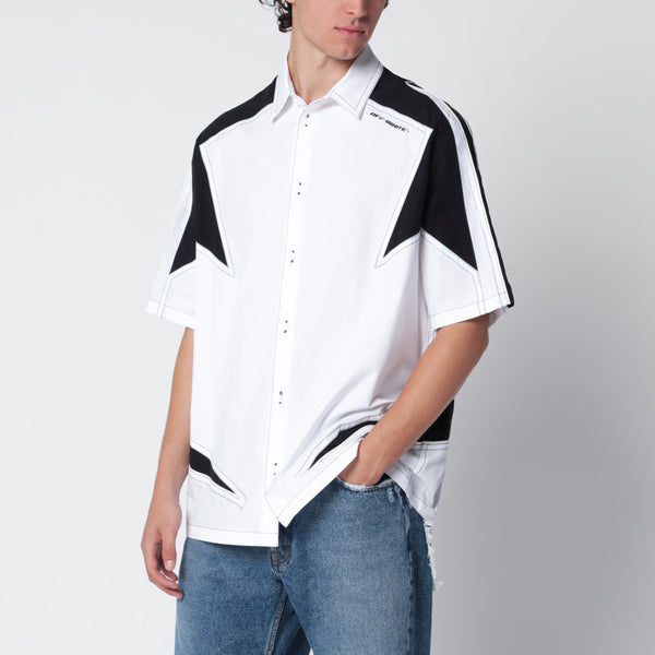 Off-White White/Black Race Logo Star Bowling Shirt