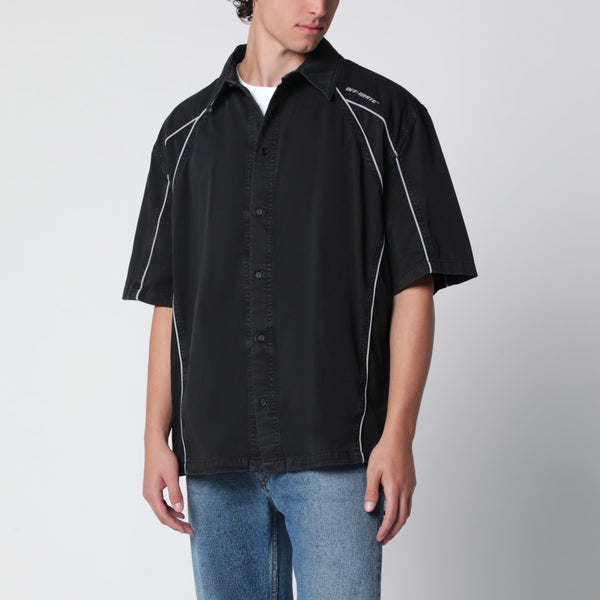 Off-White Black Owr Garment-Dyed Gabardine Sporty Bowling Shirt