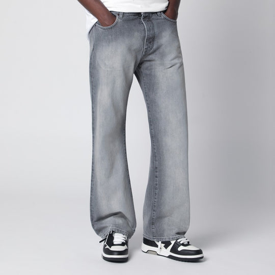 Grey Washed-Effect Jeans