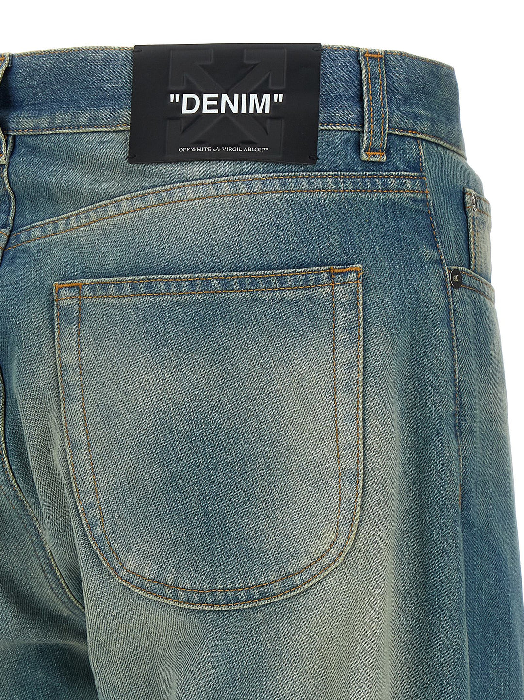 Off-White Diag Raw Patch Jeans - Blue | 66506223f67bd62253b51a341969411659b71720