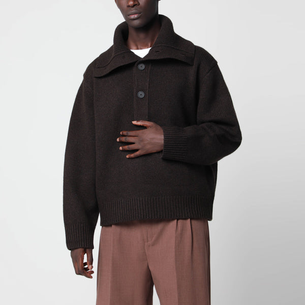Orena Brown Polo Shirt In Yak And Merino Wool