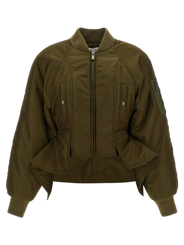 Balmain Iconica Nylon Bomber Jacket Puffer Jackets - Green | ab0ed1fae62e16bf410debe5ee149a903468de9d
