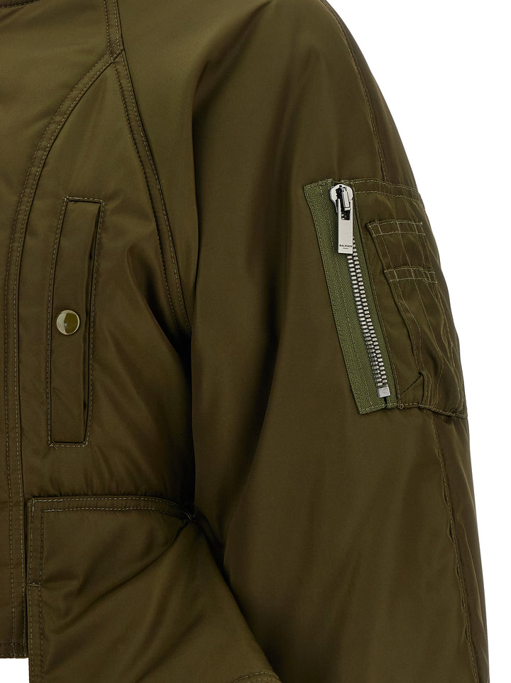 Balmain Iconica Nylon Bomber Jacket Puffer Jackets - Green | e25451fa44bc38126fb97c371f11936b6fb2b0a2