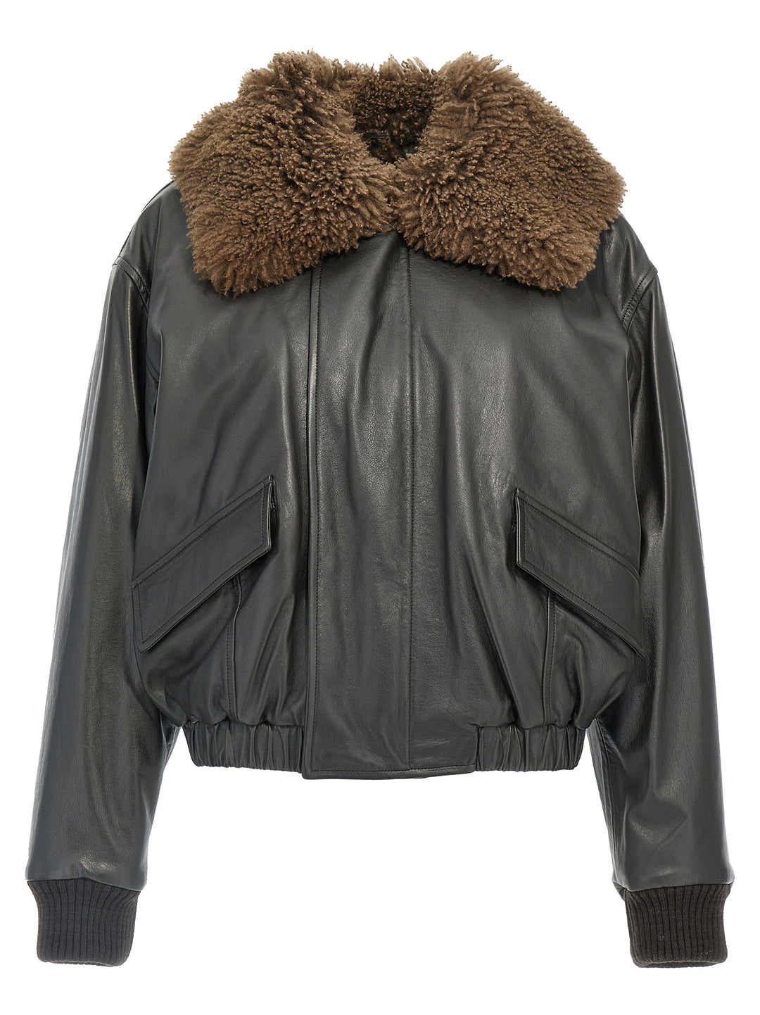 Leather Bomber Jacket Casual Jackets, Parka Brown