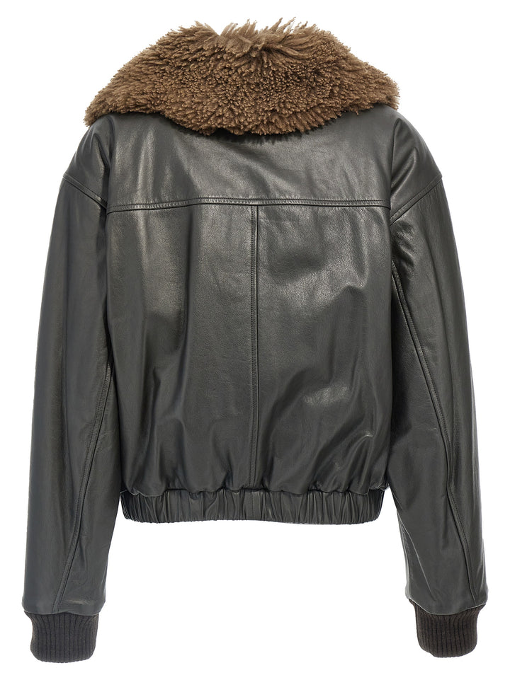 Leather Bomber Jacket Casual Jackets, Parka Brown