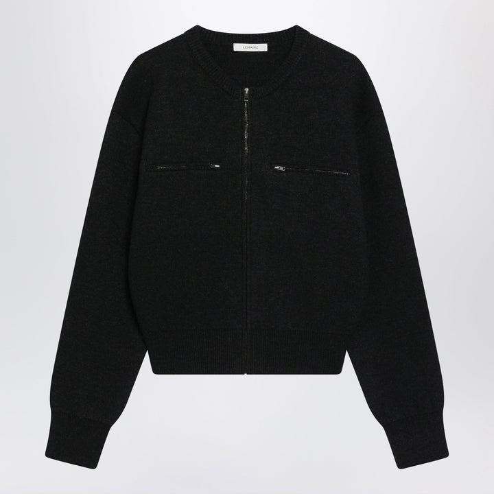 Lemaire Charcoal-Colored Alpaca Blend Zip-Up Sweater
