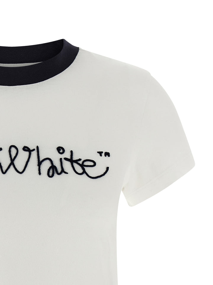 Off-White Emb Script Logo T-shirt - White/Black | 8d08e339625be24d76f9f504fe66bcbca0573d20