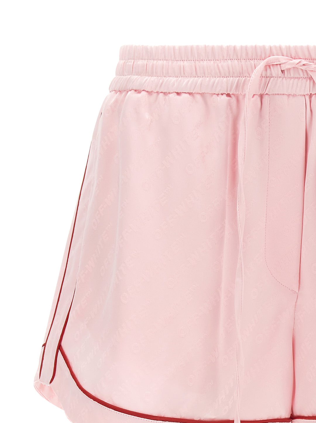 Off-White Jacquard Satin Pajama Bermuda and Short - Pink | 8edddf991287b6cd851a19290ecd2f820adba191