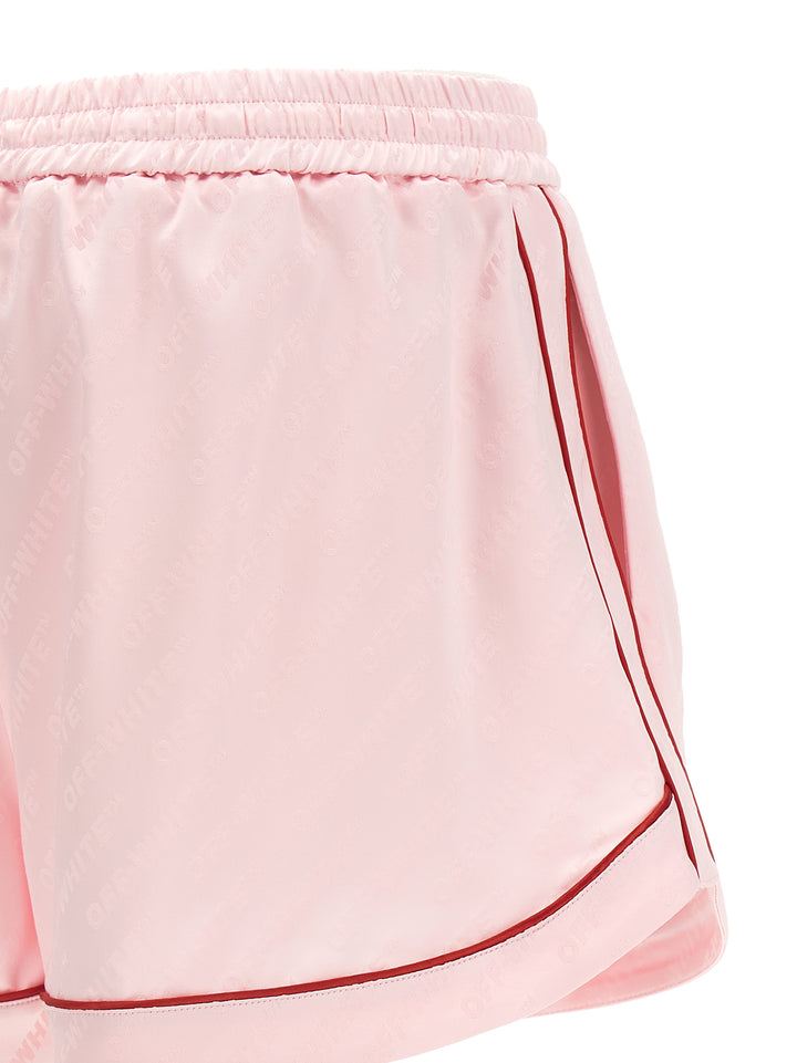 Off-White Jacquard Satin Pajama Bermuda and Short - Pink | a1ec2f844876dee21975d33a78ac92cd4624b4f9