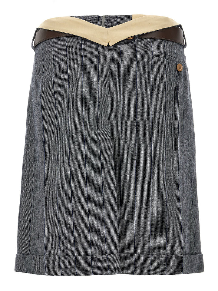 Prada Striped Wool Skirt Skirts - Gray | 39fe646e780eb2db26b75e9fdc323b079f6544e4