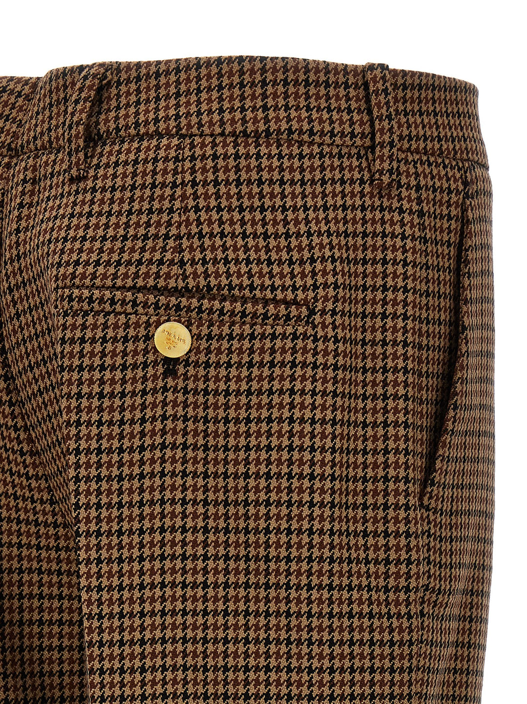 Prada Houndstooth Pants - Brown | afb2cd9db748e1ba3dc99bb289647dbe913e7f0f