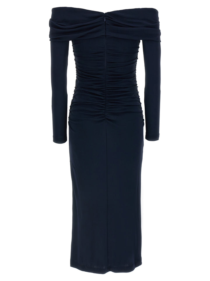 Carolina Herrera Off-Shoulder 3/4 Slv Ruched Midi Dresses - Blue | daa0552ddcbfe5f1e7381f84807b159e8f59c368