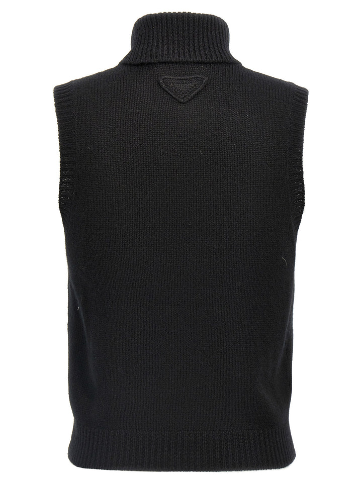 Prada Cashmere Vest Gilet - Black | f5fcdf9ae020f8834aadb2c2980b8e2ecdd2aa5c
