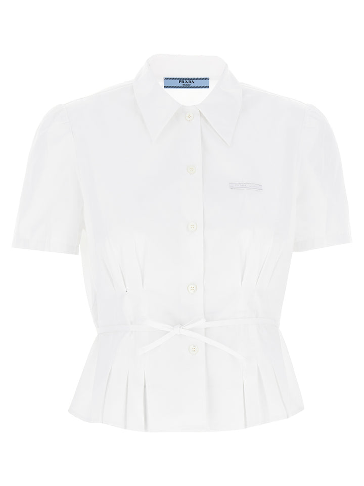 Prada Pleated Shirt Shirt and Blouse - White | e11404dfcab90e37c29513fc801e083470a3ea37