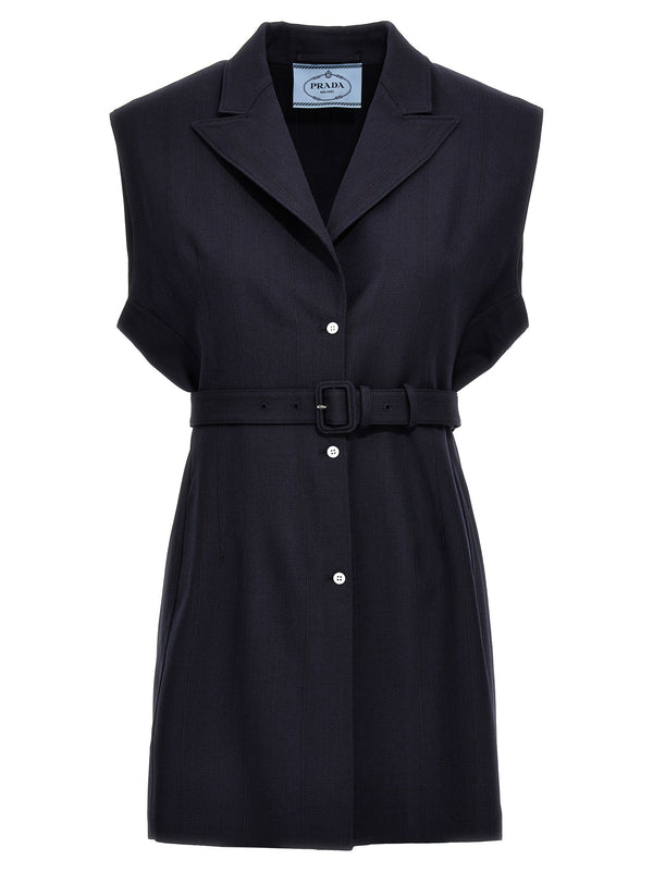 Belt Wool Vest Gilet Blue