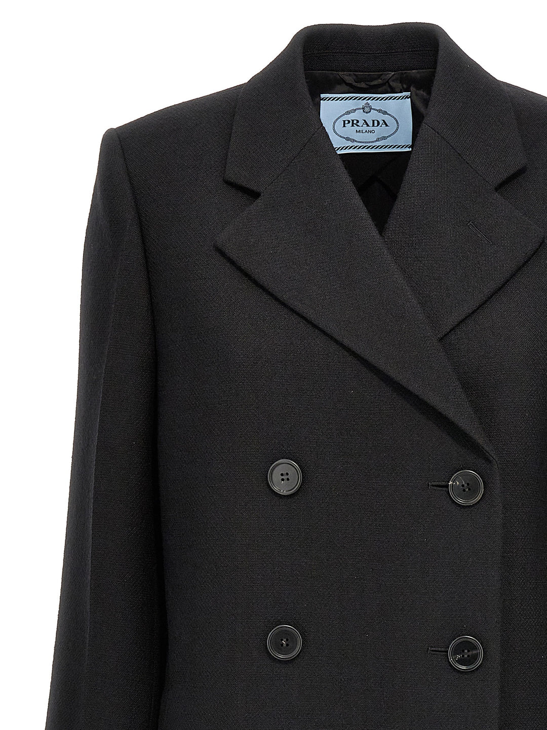 Prada Satin Insert Double-Breasted Coat Coats and Trench Coats - Black | b41d0e662859d766832151b961c5e19fc2f7db5d