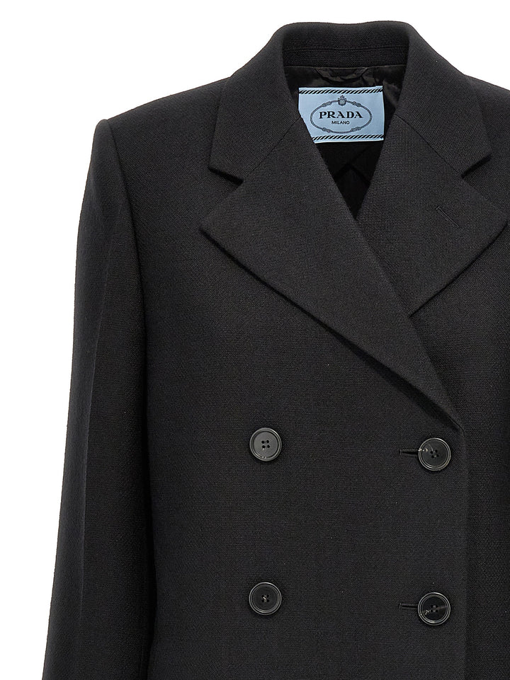 Prada Satin Insert Double-Breasted Coat Coats and Trench Coats - Black | b41d0e662859d766832151b961c5e19fc2f7db5d