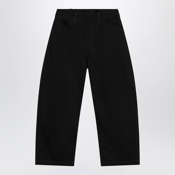 Black Wide-Leg Cotton Trousers