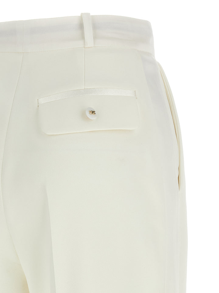 Elisabetta Franchi Tuxedo-Effect Trousers Pants - White | 64d560a52fa9ab4be8dcd5bc881649c22c6b4ea2