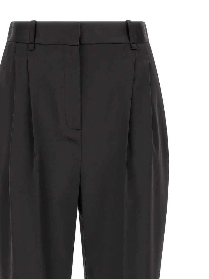 Elisabetta Franchi Stretch Satin Pants - Black | 0b071288f266165c7614156ebcf124c3594d7765