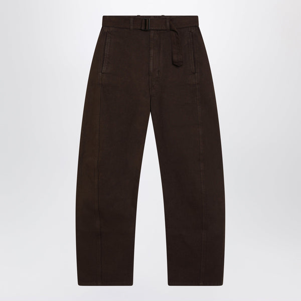 Brown Cotton Trousers With Belt