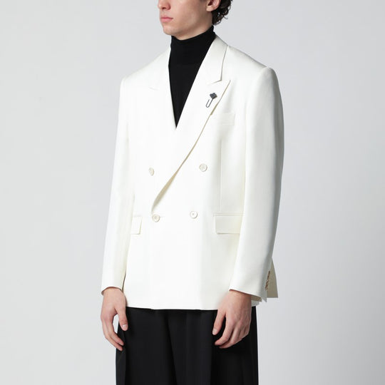 White Viscose Double-Breasted Suit