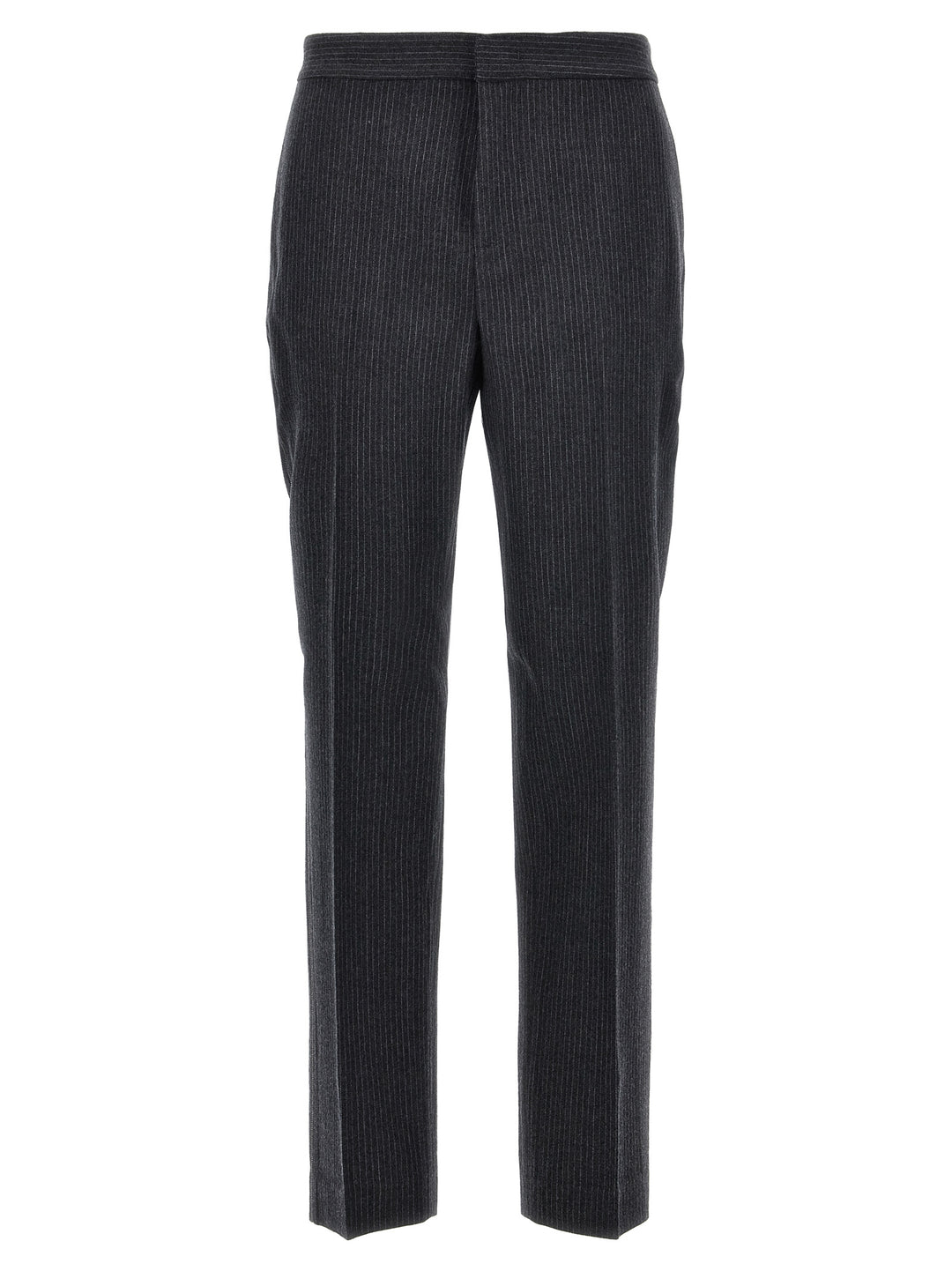 Pinstriped  With Rhinestone Detail Pants Gray