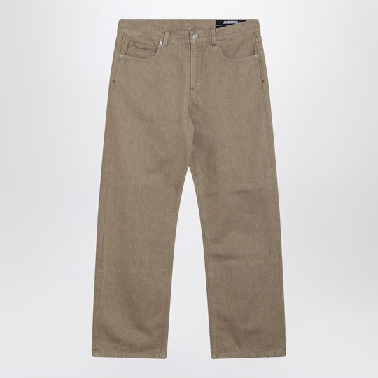 Straight Beige Denim De-Nîmes Trousers