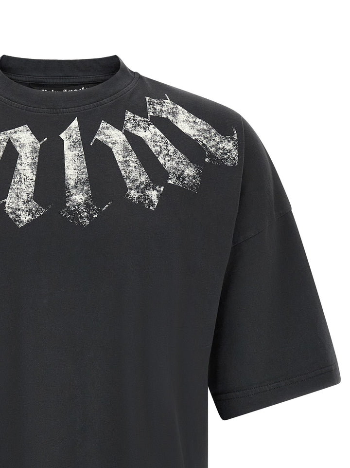 Palm Angels Craquelé Gothic Print T-shirt - Black | 30a21df3cfc97cd21c38484fd3611811dfd5a109