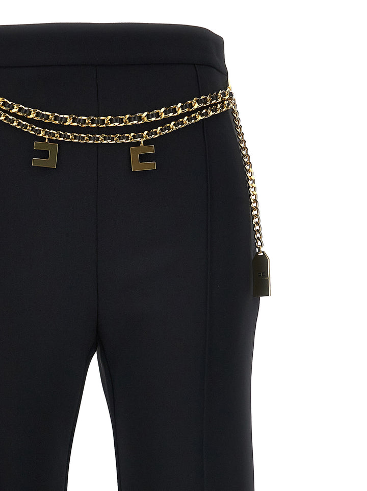 Logo Charms Belted Pants Black