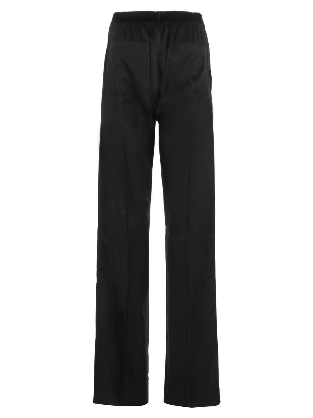 Double Pin Tuck Silk Trousers Pants Black