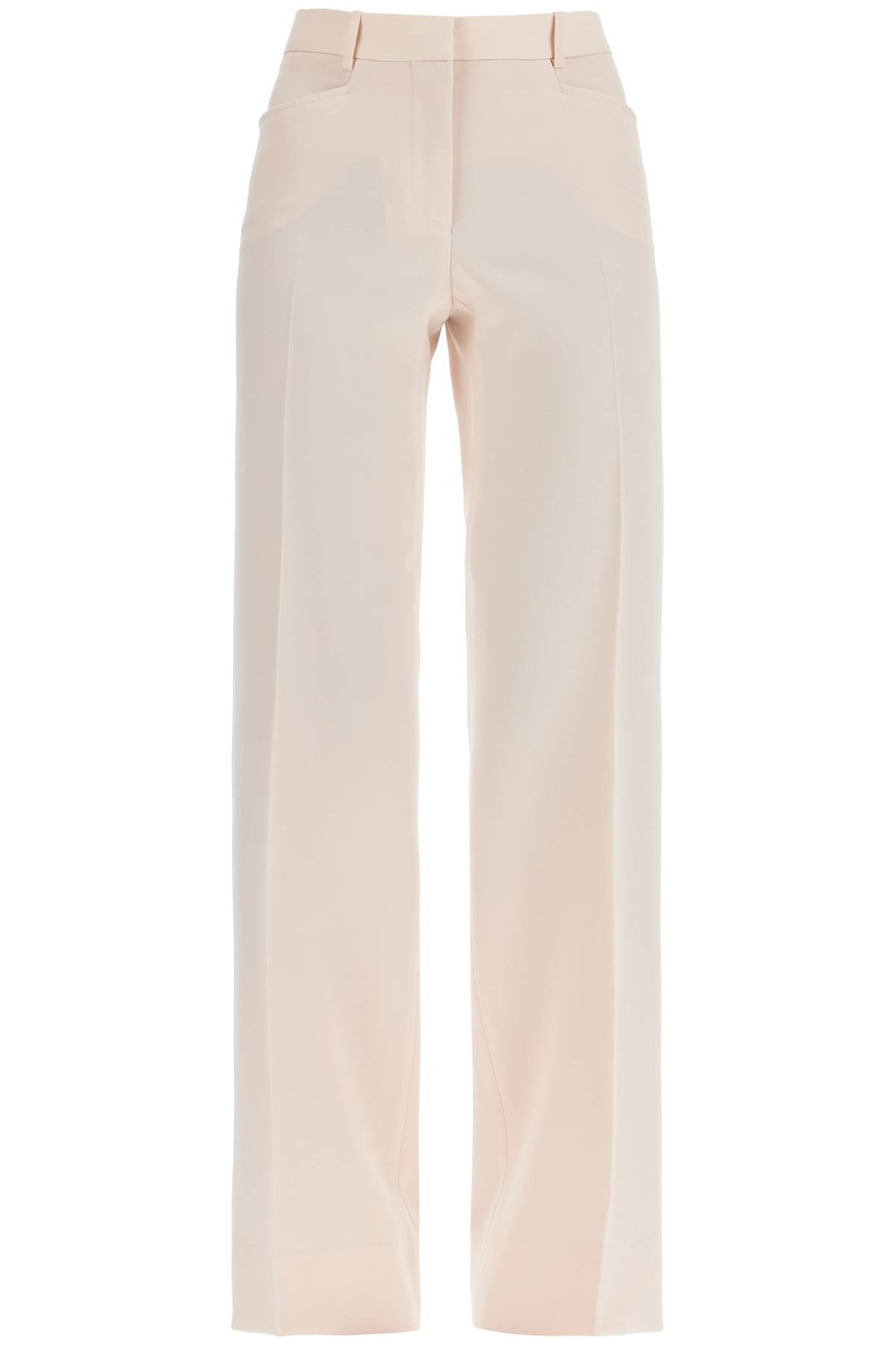 High Waist Wide Leg Pants In Virgin Wool Light Blush