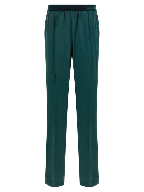 Silk Trousers Pants Green