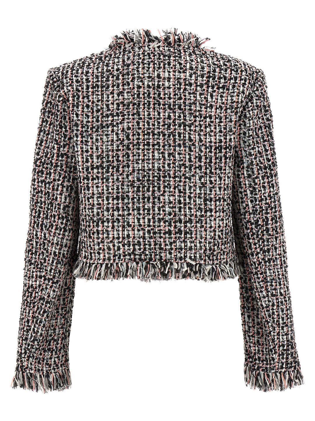 Black Fringed Boucle Blazer And Suits Multicolor