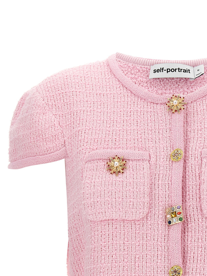 Pink Jewel Button Knit Tops Pink