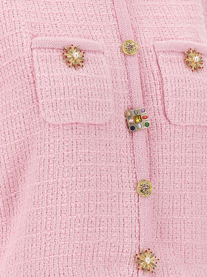 Pink Jewel Button Knit Tops Pink