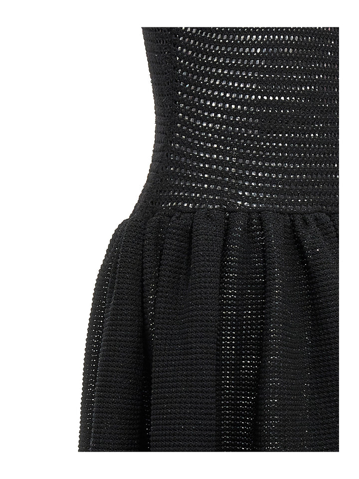 Black Crochet Knit Midi Dresses Black