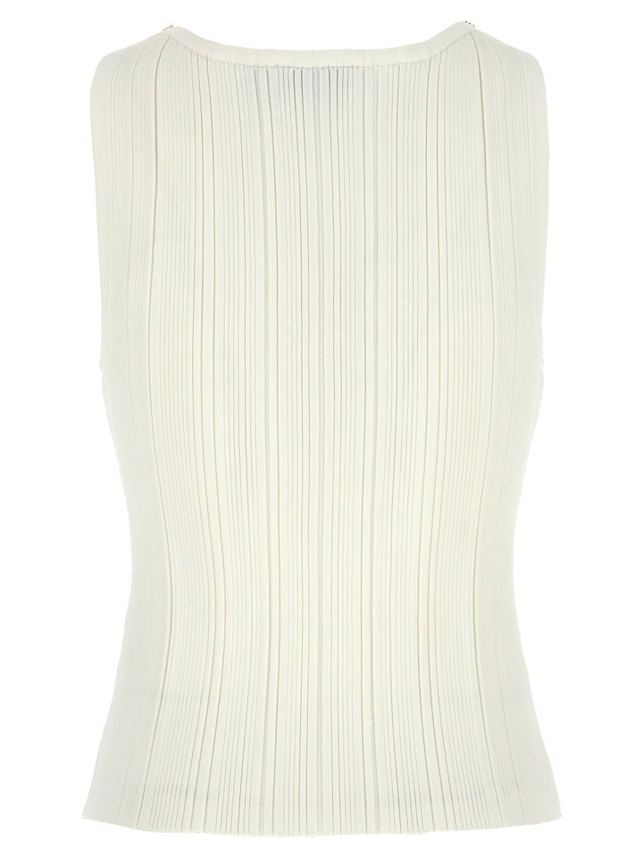 White Ribbed Knit Tops White