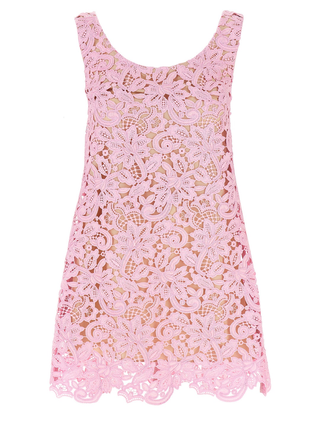 Pink Floral Lace Mini Dresses Pink