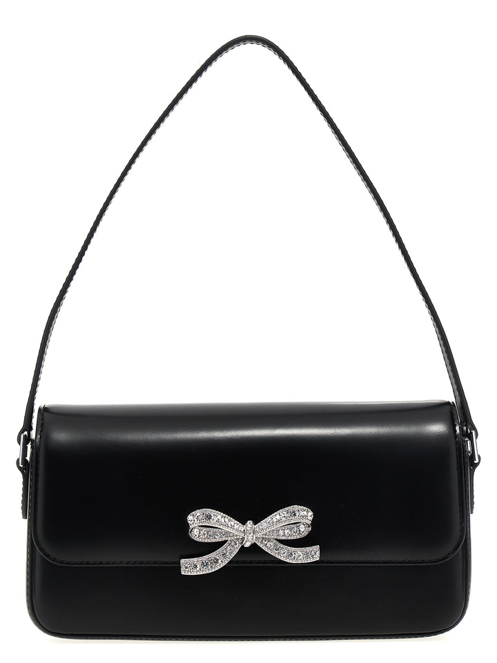 Black Leather Baguette Hand Bags Black