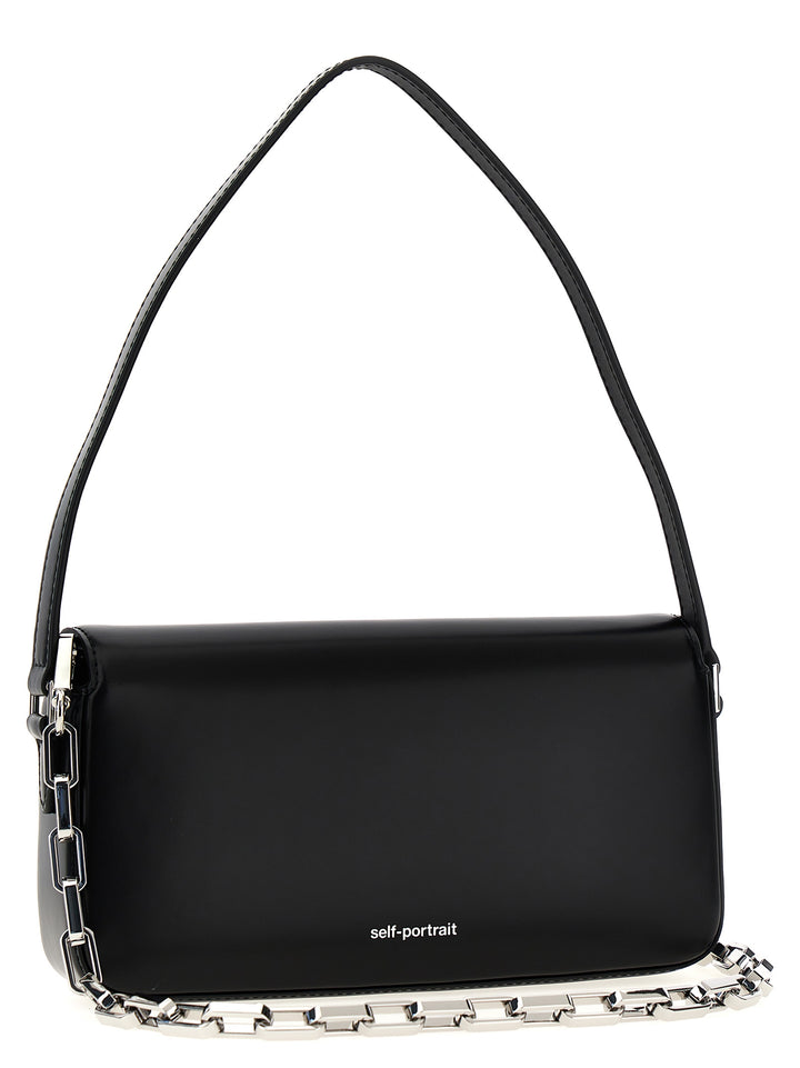 Black Leather Baguette Hand Bags Black