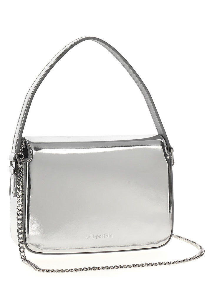 Silver Leather Micro Hand Bags Silver