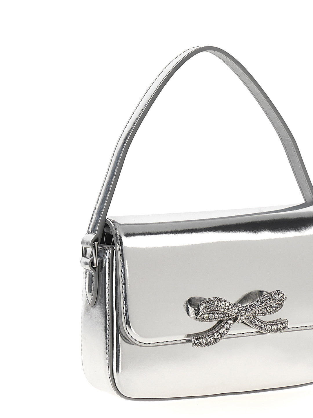 Silver Leather Micro Hand Bags Silver