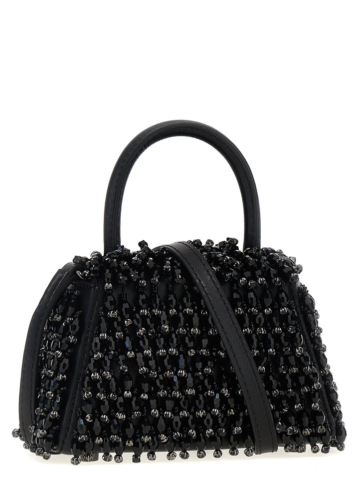 Black Embellished Micro Bow Hand Bags Black